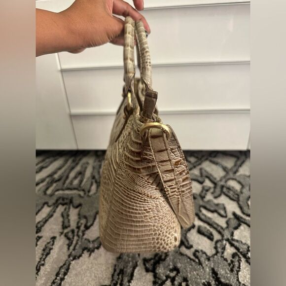 Brahmin mini Arno Tote| Tan Crocodile Embossed Leather Satchel - Picture 5 of 14